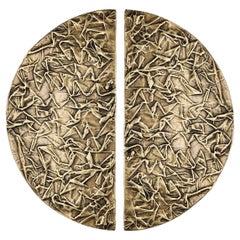 Cast brass door pull ø  30 cm  Earth Prints collection