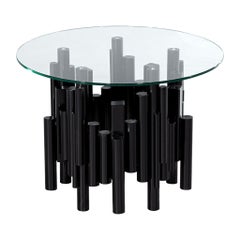 Mid-Century Modern Round Glass and Metal Table