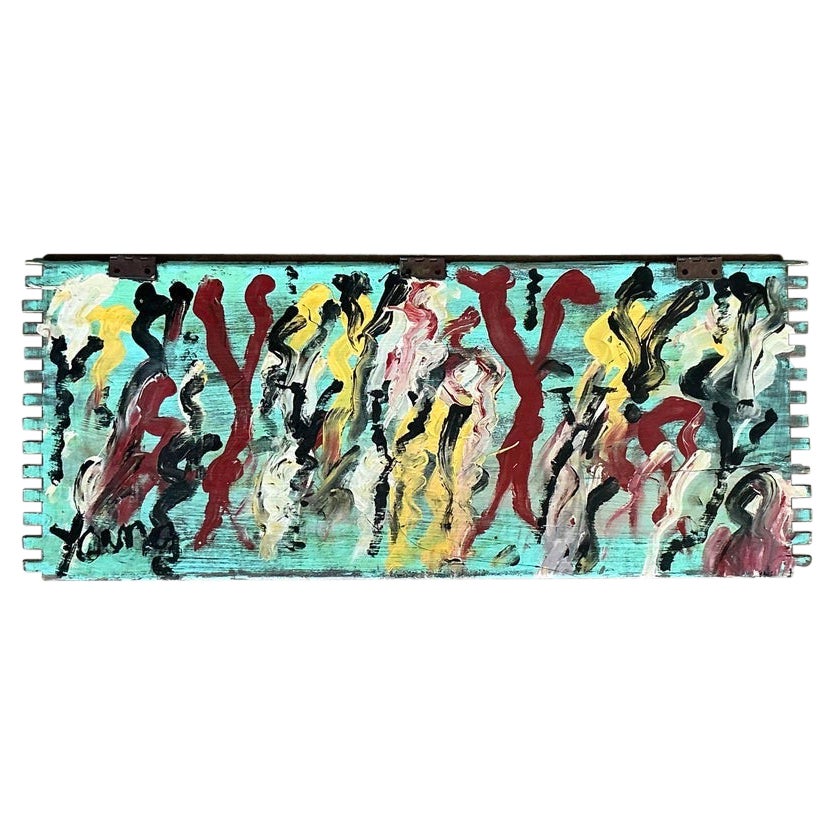 Vintage Boho Original Purvis Young Painting on Door For Sale
