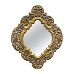 19th Century Hand Painted carved gothic Russian gilt Mirror