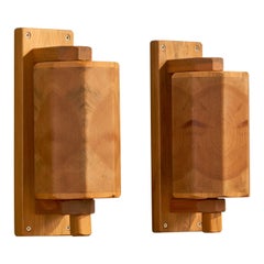 Designer suédois, lampes murales, pin, Suède, années 1970