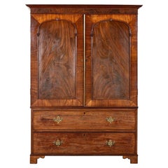 Antique 19thC English Mahogany Linen Press