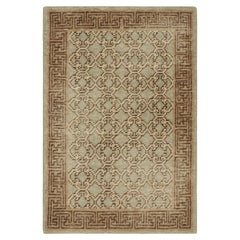 Alfombra de dispersión estilo Khotan desgastada de Rug & Kilim en azul, estampado beige-marrón