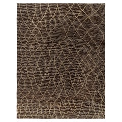 Tapis de style marocain de Rug & Kilim à motif tribal marron et blanc cassé