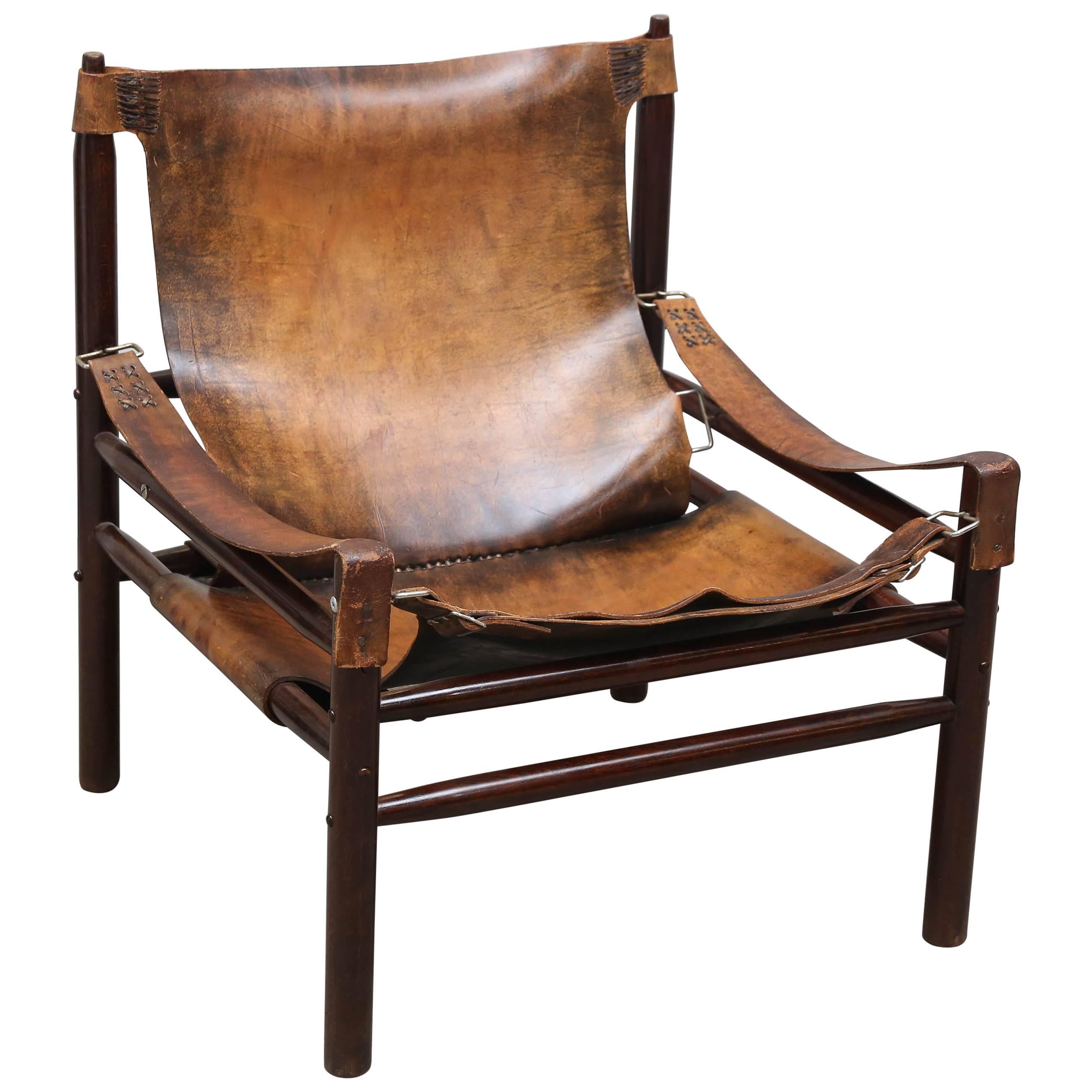 Hungarian Leather Chair, c. 1940s