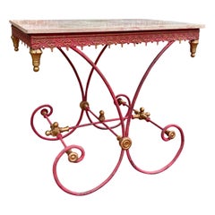 Vintage French Country Baker's Table Pastry Table Marble Top