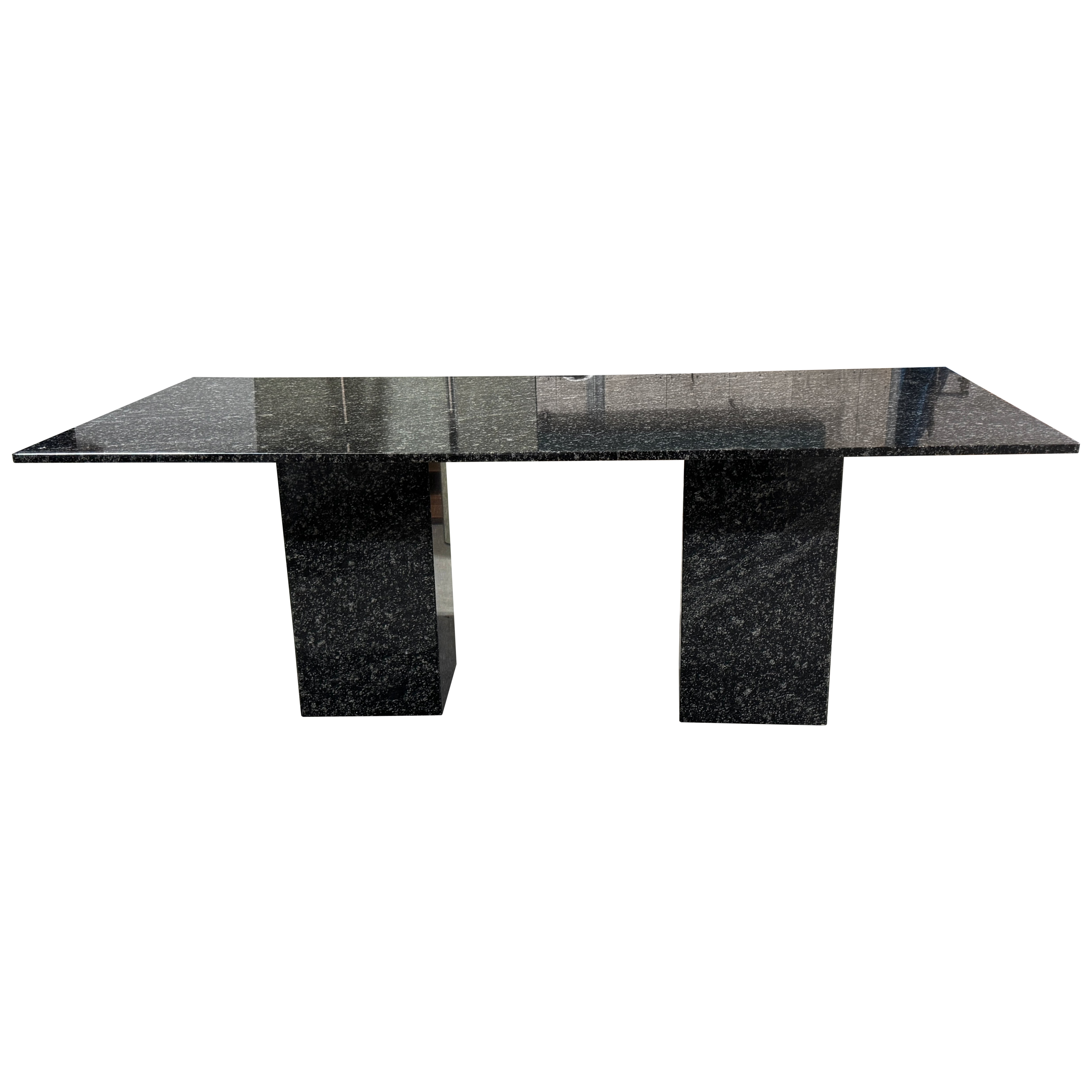 Donghia Black & White Varigated Stone Minimalist Dining Table/ Desk, Italy, 80s