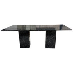 Donghia Black & White Varigated Stone Minimalist Dining Table/ Desk, Italy, 80s