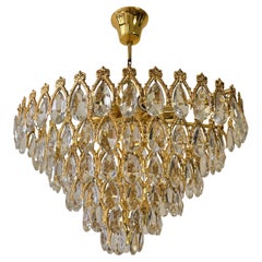 Chandelier with Large Teardrop Crystals – Spain, 1970s