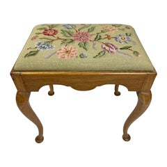 Floral Needlepoint Footstool