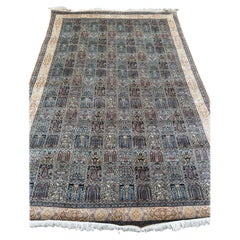 Fine Semi-Antique Kashmir Silk Hand Knotted Rug With Gardens Of Paradise Motif