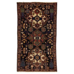 Tapis persan ancien Malayer en laine bleue avec motif tribal