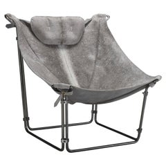 ‘Buffalo’ Lounge Chair in Cow Hide and Steel by Kwok Hoi Chan, France 1969