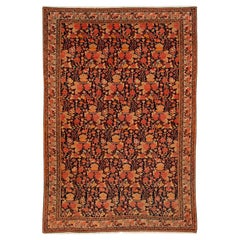 4 x 6 Antique Malayer Persian Orange Wool Rug with Aoover Floral Design