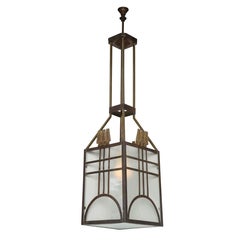 Farol italiano Art Decó de metal y cristal, hacia 1930
