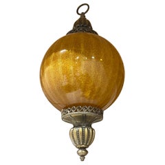 Large Hollywood Regency Circle Amber Swag Lamp
