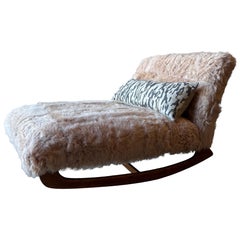 Adrian Pearsall Style Rocking Chaise in Blush Sheepskin