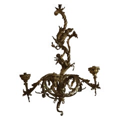 Vierarmiger Barock-Kronleuchter aus vergoldeter Bronze