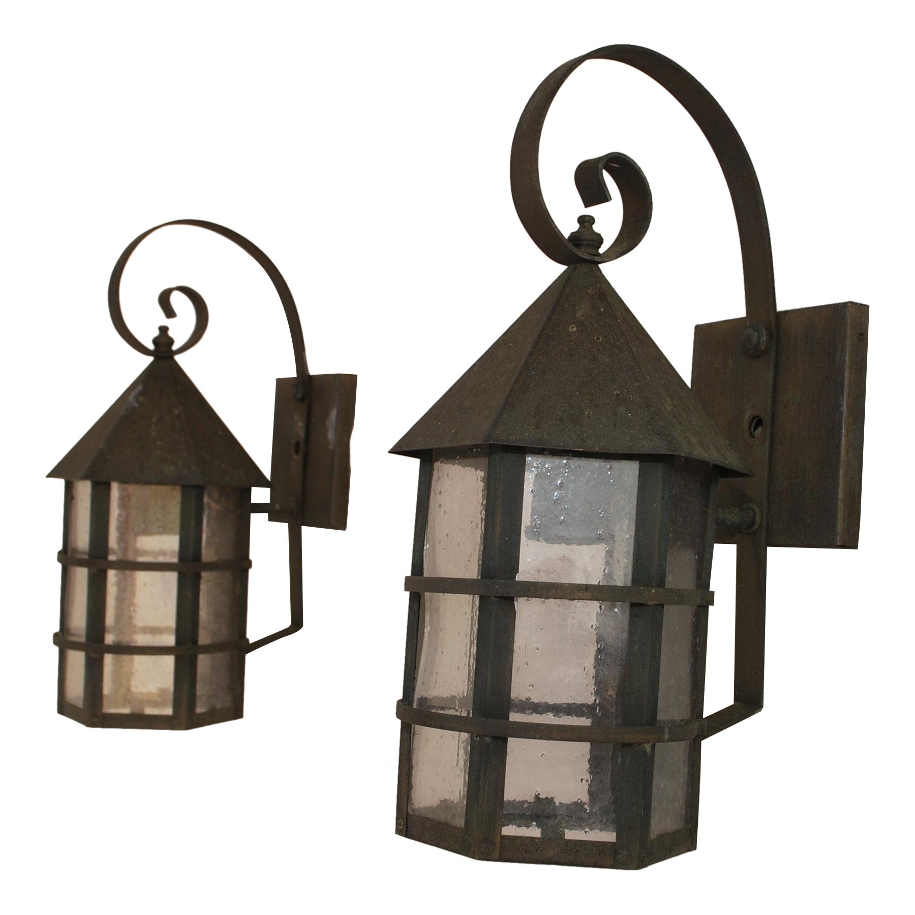 Pair of 1940's brass outdoor sconces