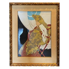 Paul Jacoulet Gravure sur bois japonaise signée Le Dieu Vivant- Nagano, Japon 1952