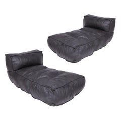 Canapés, lit de jour, chaises longues en cuir Brown foncé vintage