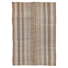 Petit tapis persan Jajim Circa 1910 - Laine Brown Ivory Design - 91157