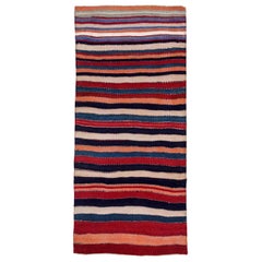 Persischer Kelim-Teppich Circa 1910 - Wolle Blau Elfenbein Rosa Rot Design - 91158