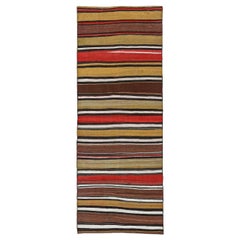 Persischer Kilim Kleiner Teppich CIRCA 1910 - Wolle Braun Elfenbein Rot Gelb Design - 91172
