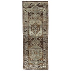 Persische Aserbaidschan Läufer Teppich CIRCA 1910 - Wolle Braun Elfenbein Design - 91176