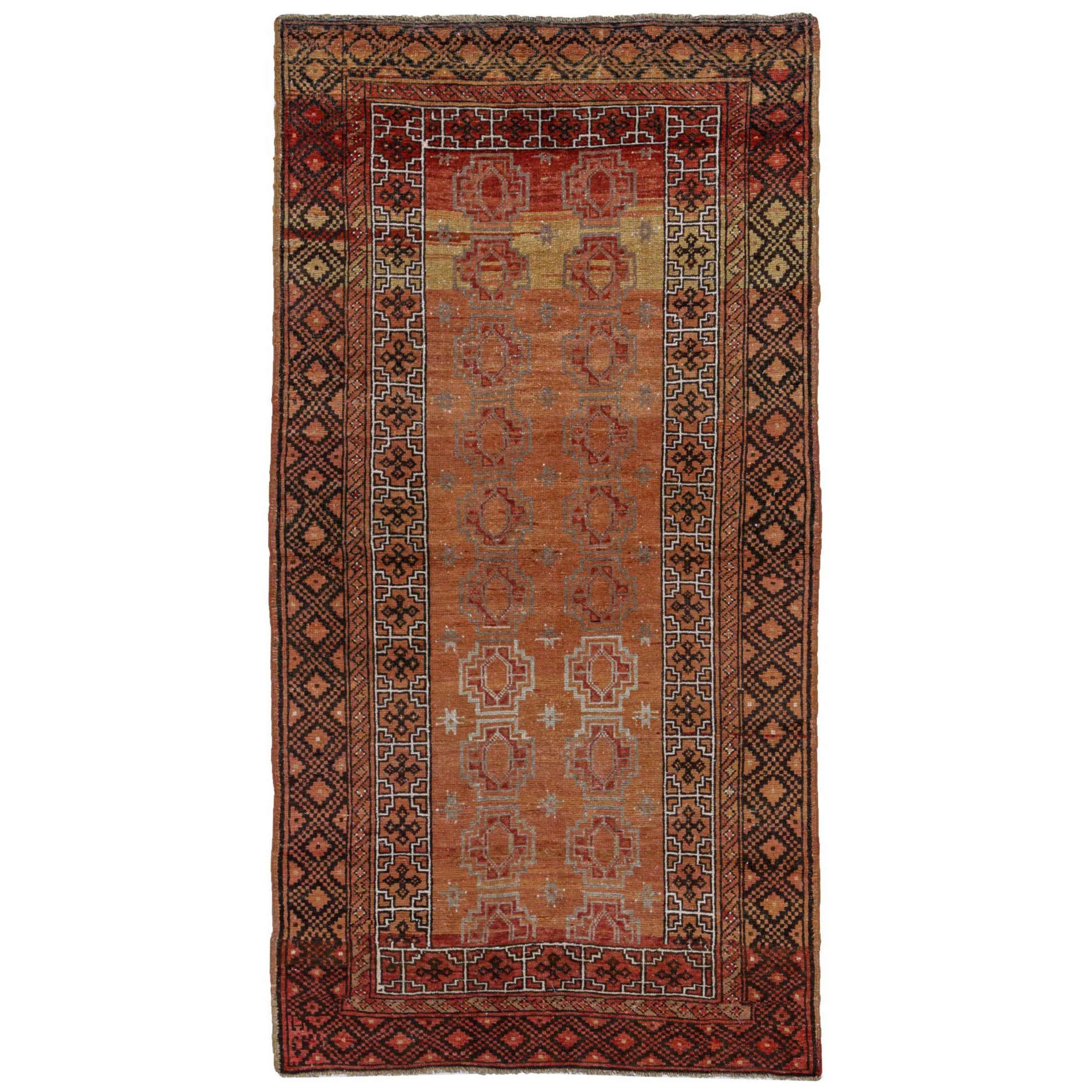 Persischer Aserbaidschan Kleiner Teppich - Wolle Schwarz Orange Rot Gelb - 91180