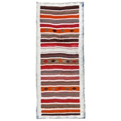 Persische Kelim-Teppiche um 1910 - Wolle Grün Elfenbein Orange Rot Design - 91227