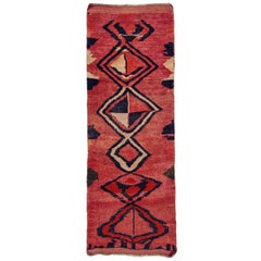Persischer Gabbeh Kleiner Teppich Circa 1910 - Wolle Schwarz Elfenbein Rosa Design - 91224