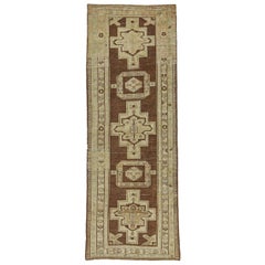 Persisch Aserbaidschan Läufer Teppich CIRCA 1910 - Wolle Braun Elfenbein Design - 91249