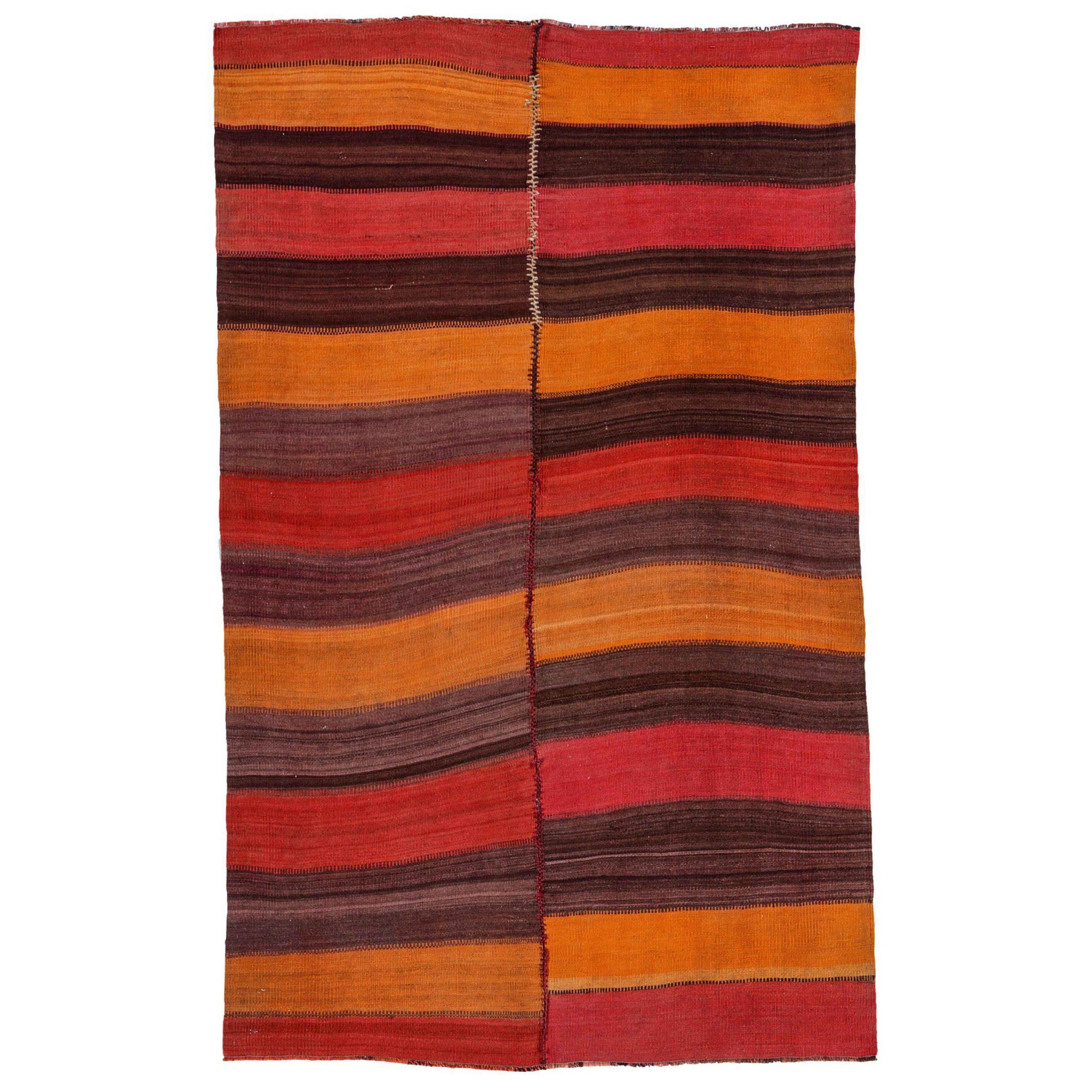 Rug Kilim Persan Circa 1910 - Laine Brown Orange Rouge Design/One - 91255