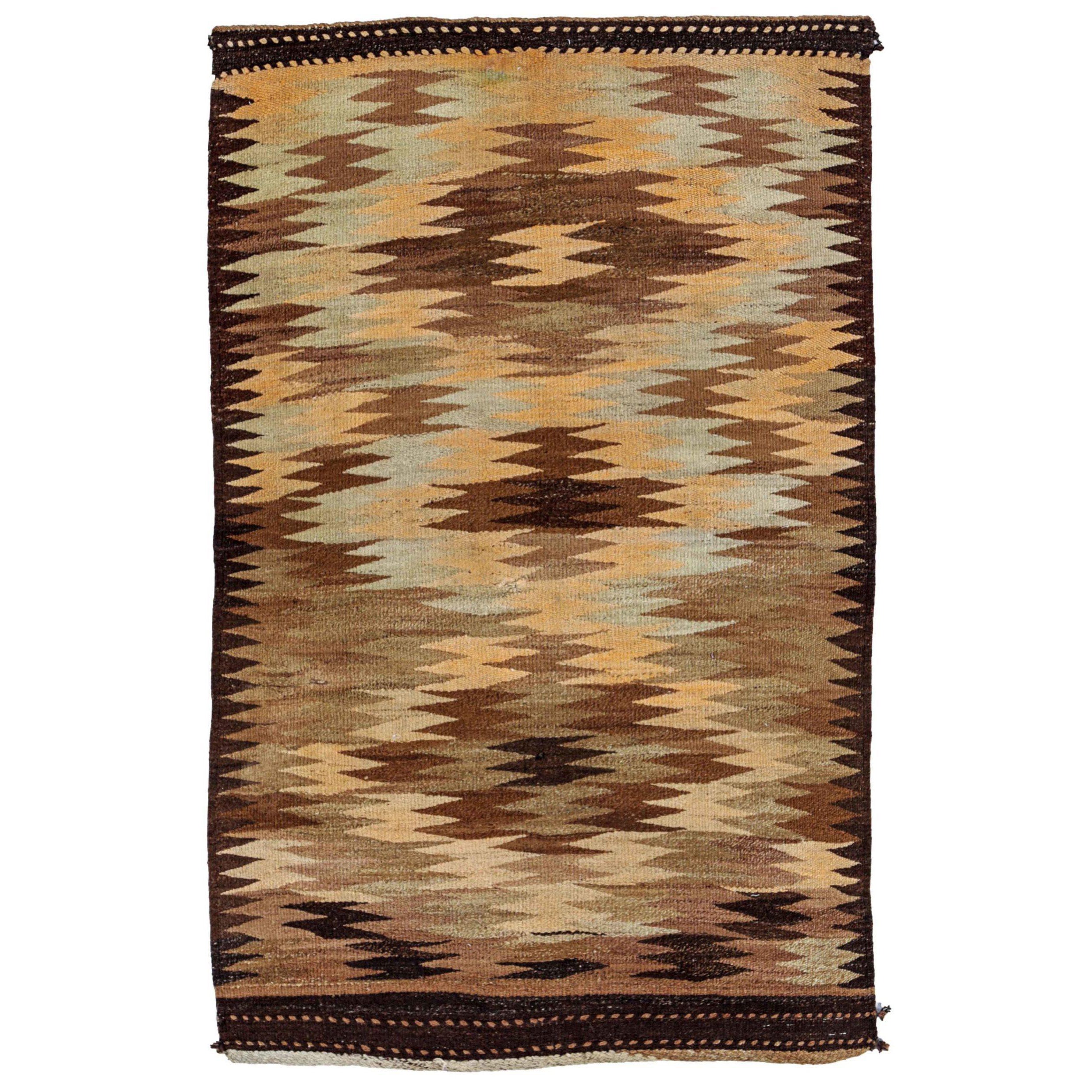 Rug & Kilim persiano del 1910 - Lana marrone avorio giallo - 91257