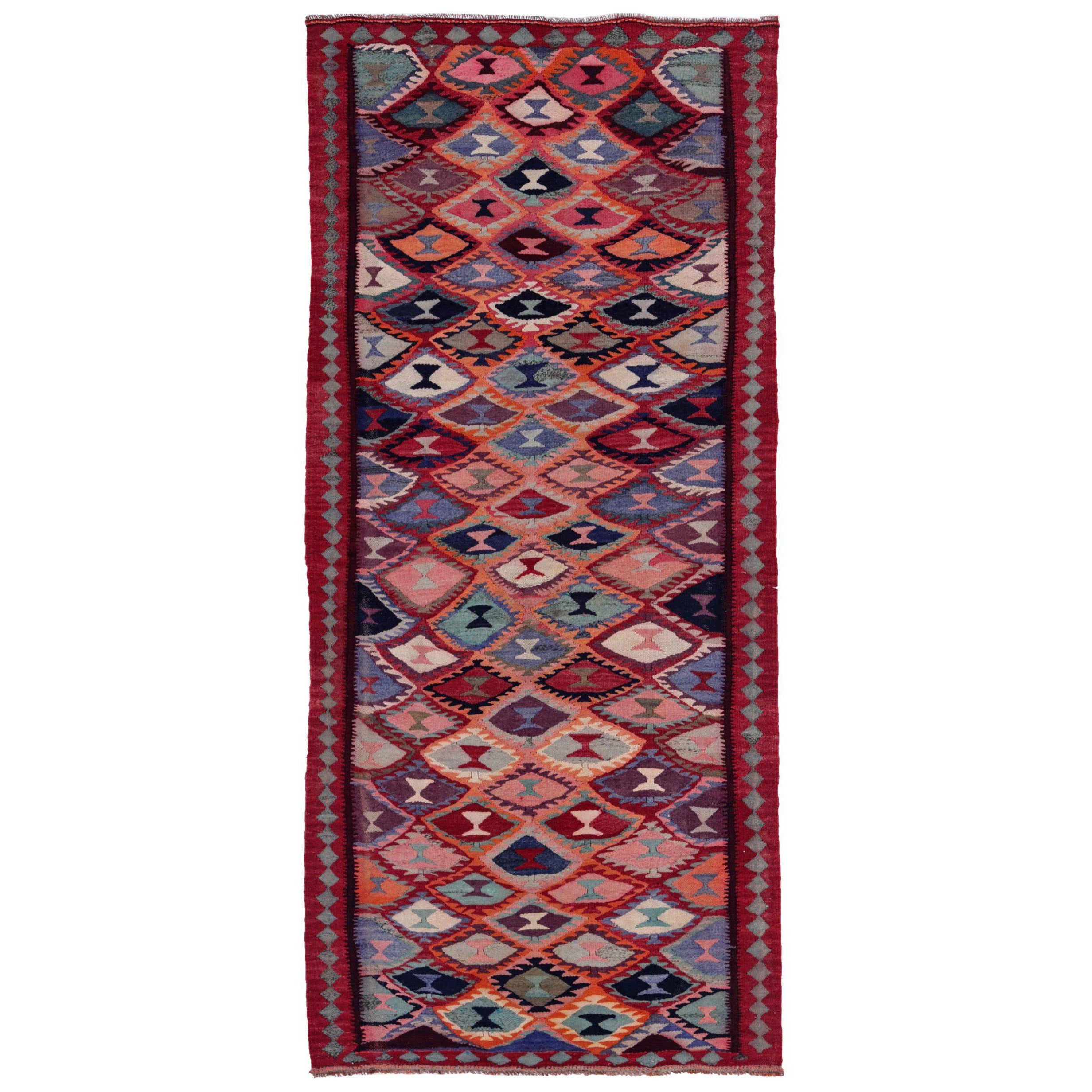 Rug & Kilim persiano del 1910 - Lana blu avorio rosa rosso - 91258