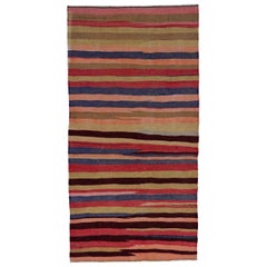 Persian Kilim Small Rug Circa 1910 - Wool Blue Brown Green Pink Red - 91272