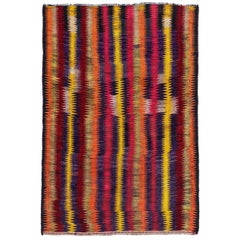 Persian Kilim Small Rug Circa 1910 - Wool Blue Green Orange Pink Red - 91261
