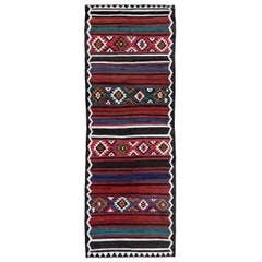 Alfombra Persa Kilim Circa 1910 - Lana Azul Marfil Rojo Diseño - 91262