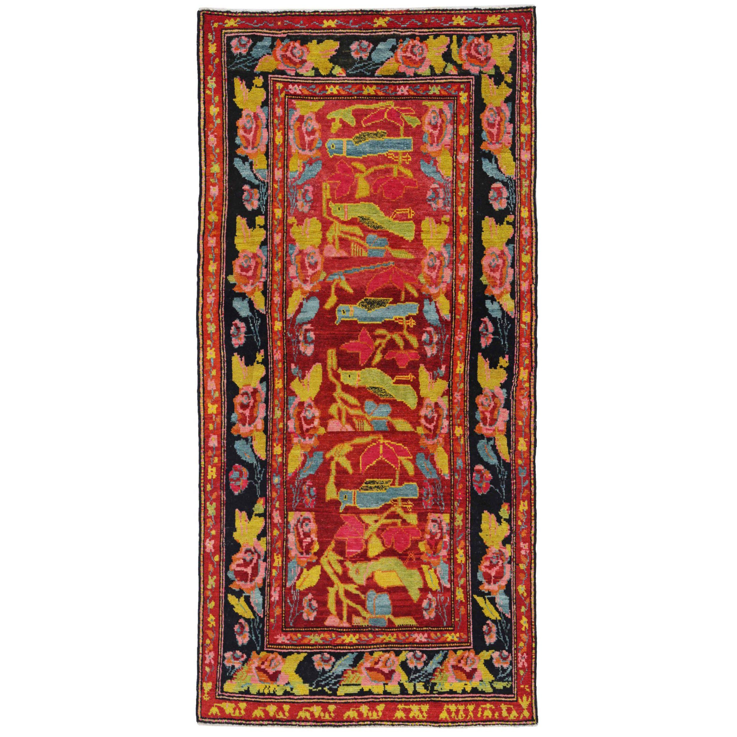 Tappeto persiano Azerbaijan di piccole dimensioni del 1910 - Lana Verde Rosa Rosso - 91280