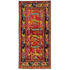 Tappeto persiano Azerbaijan di piccole dimensioni del 1910 - Lana Verde Rosa Rosso - 91280