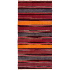Persian Kilim Small Rug Circa 1910 - Wool Blue Pink Red Yellow Design - 91246
