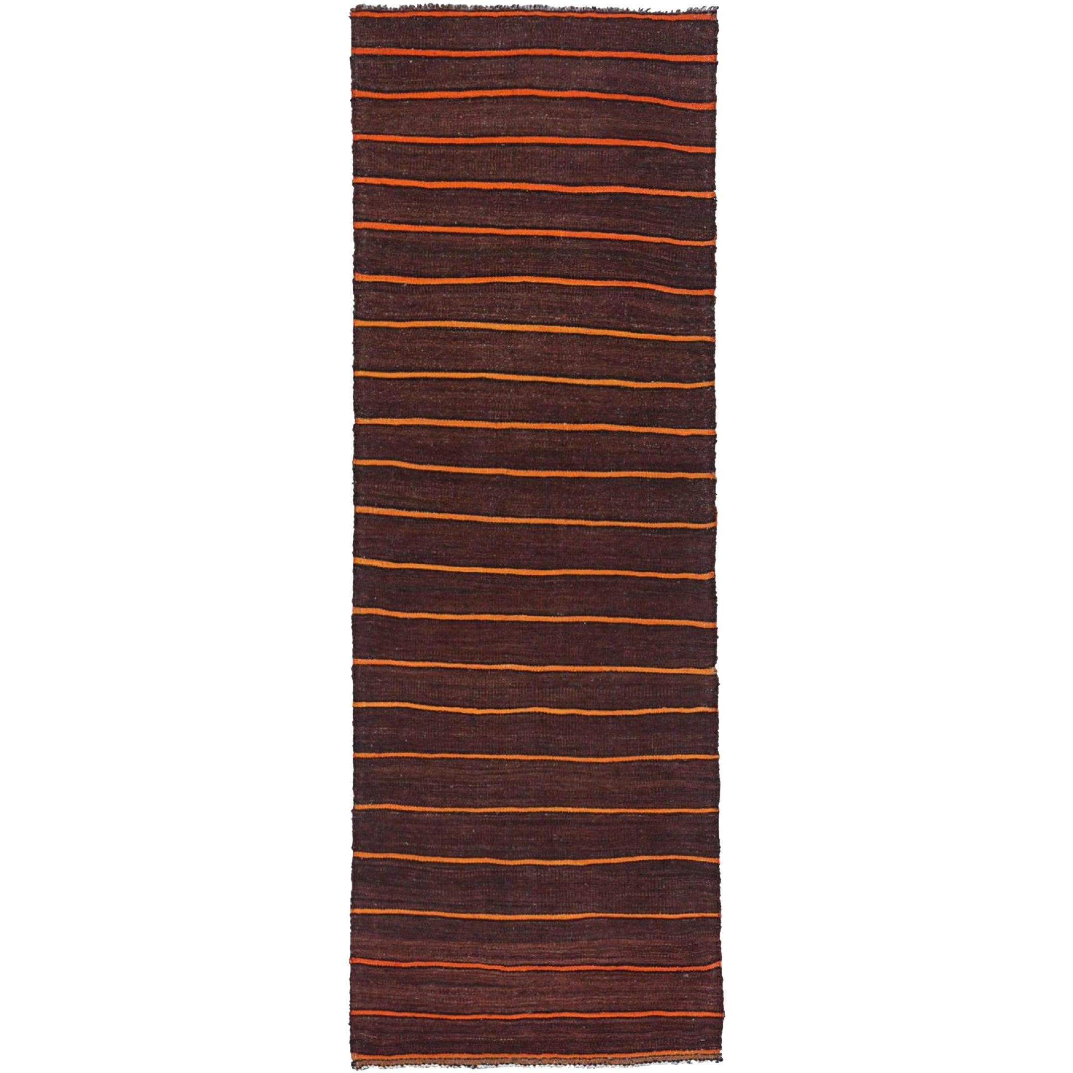 Persische Kilim Läufer Teppich CIRCA 1910 - Wolle Braun Orange Gelb Design - 91247