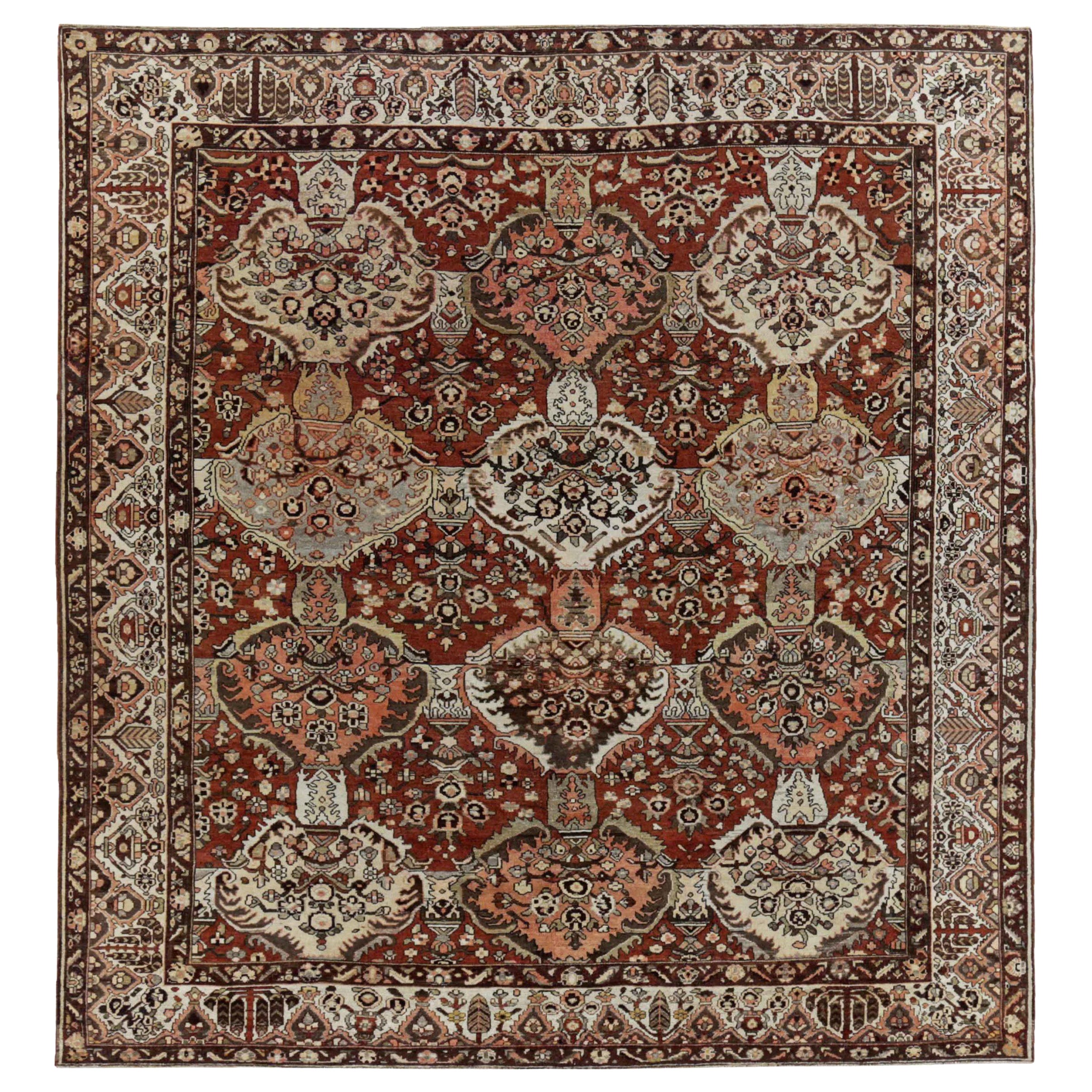 Alfombras Persas Bakhtiari Circa 1910 - Lana Diseño Marfil Rosa Rojo - 91290