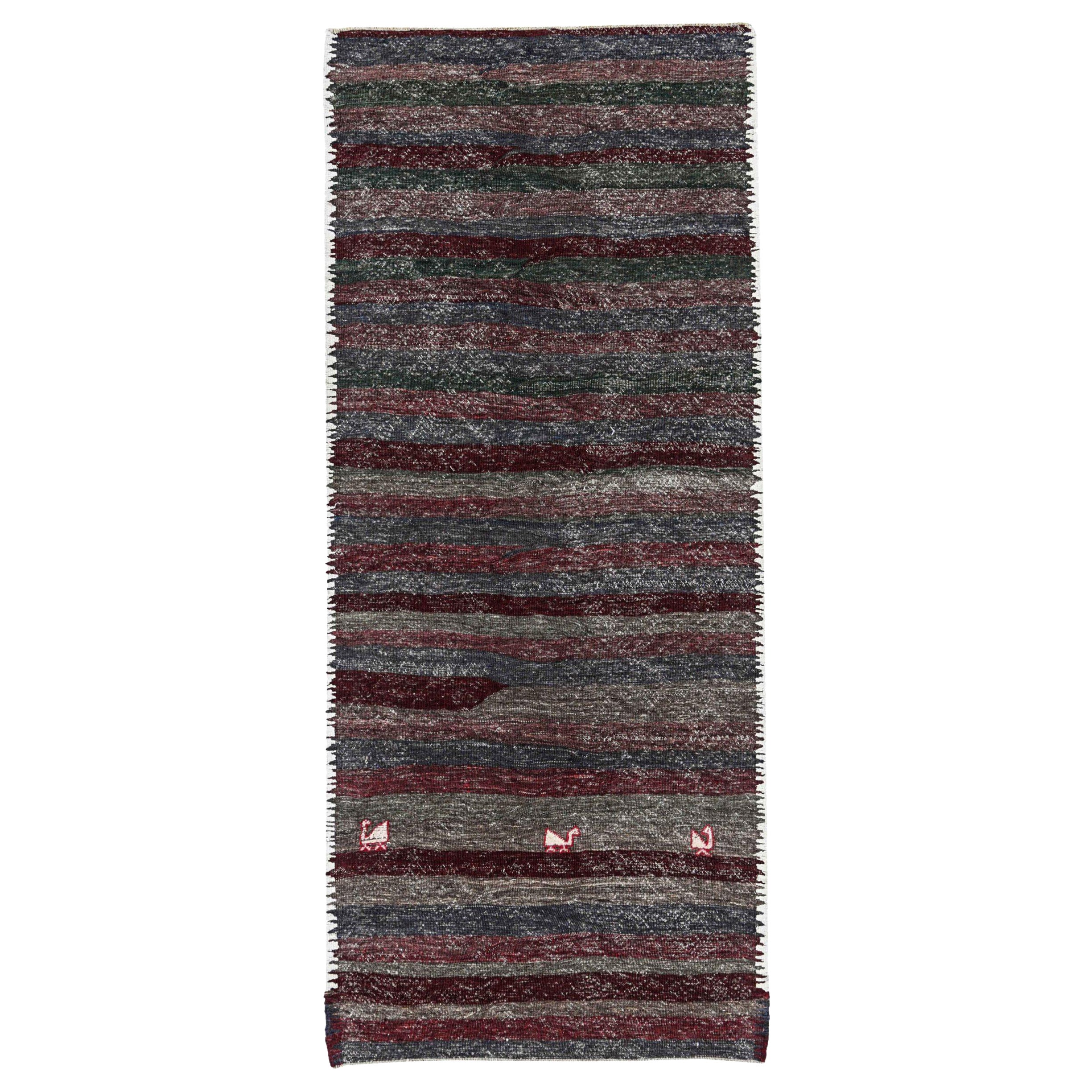 Persische Kilim Area Rugs CIRCA 1910 - Wolle Blau Braun Grau Rot Design - 91293