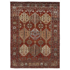 Alfombra Persa Bakhtiari Small Circa 1910 - Lana Marfil Rosa Rojo Design - 91294