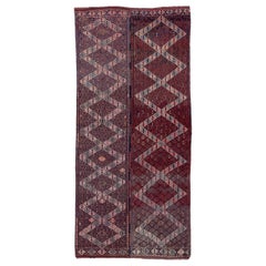 Persian Kilim Area Rugs Circa 1910 - Wool Ivory Navy Blue Red Design - 91308