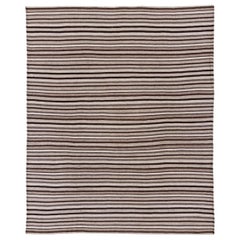 Persian Jajim Area Rugs Circa 1910 - Wool Brown Ivory Design - 91309
