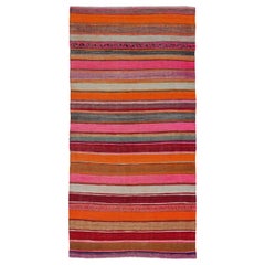 Persische Kelim-Teppiche um 1910 - Wolle Elfenbein Orange Rosa Rot Design - 91334
