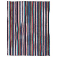 Persischer Jajim Kleiner Teppich Circa 1910 - Wolle Blau Grün Elfenbein Rot Design - 91339